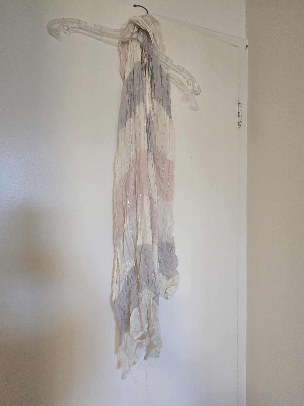 Neutral Pink & Gray Crinkled Wall Hanging Scarf